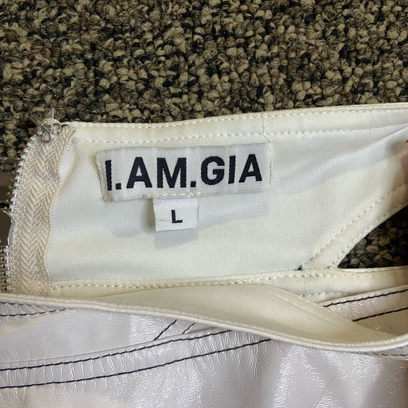 I.AM.GIA White High-Rise Faux Leather Straight Leg Pants. Size:L - Picture 9 of 16